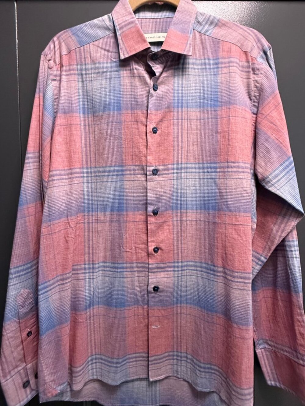 Etro Pink Blue Plaid Button Down Shirt - Size 40